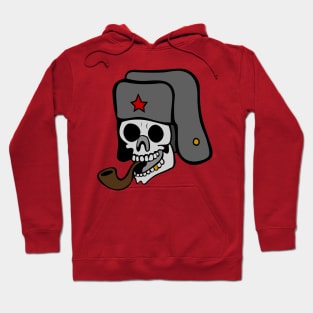 Smoking Skull - Punk, Ushanka, Pipe, Red Star, Meme Hoodie